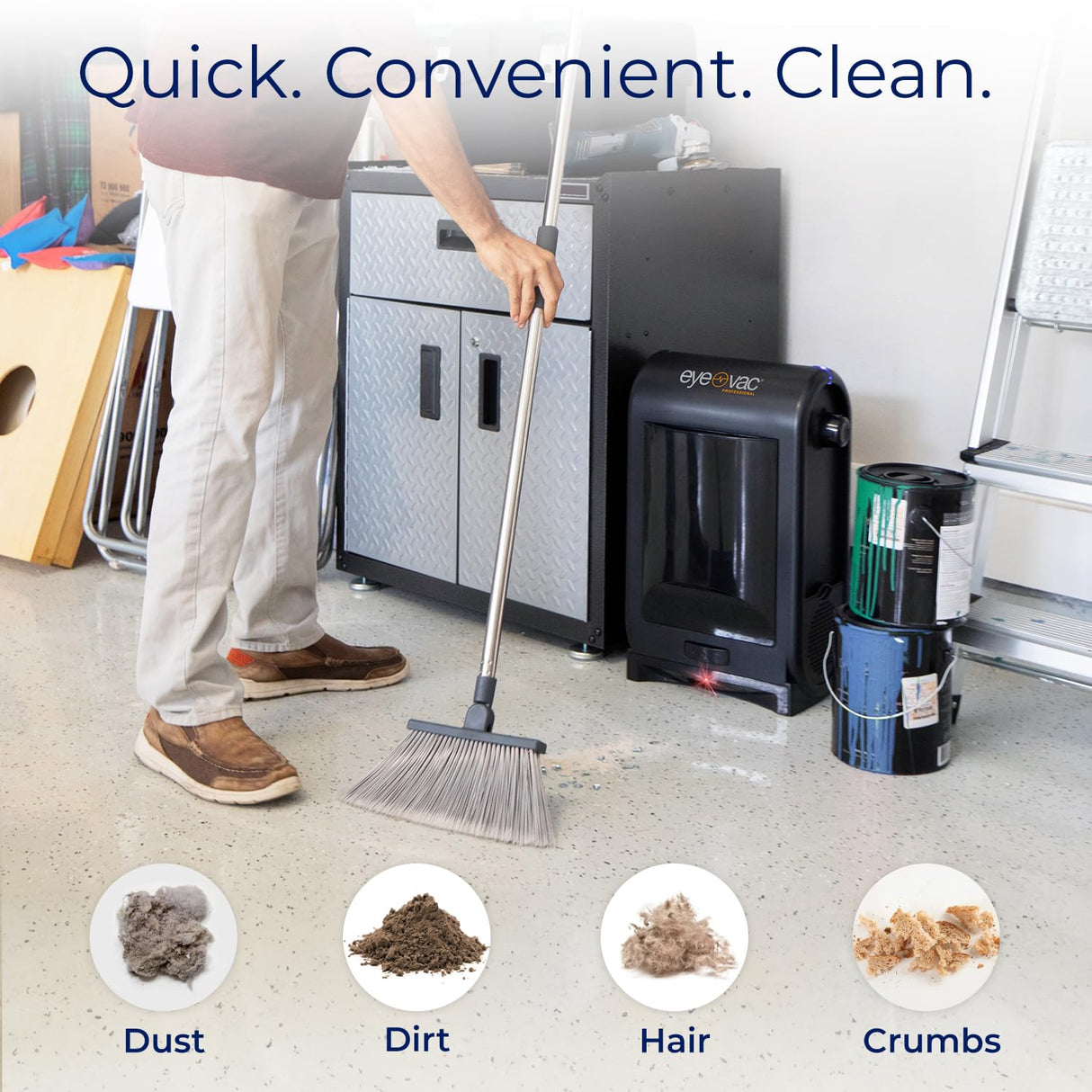 EyeVac Pro Touchless Vacuum Automatic Dustpan - Ultra Fast & Powerful - Great for Sweeping Salon Pet Hair Food Dirt Kitchen, Corded Canister Vacuum, Bagless, Automatic Sensors, 1400 Watt (Black) EYE-VAC