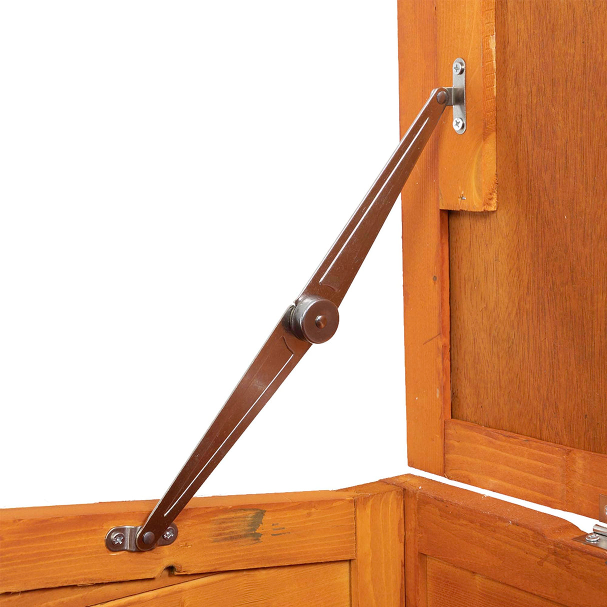 Small Wood Rabbit Hutch Bunny Cage, Raised Cat House with Ladder for Small Animals, Orange ANNECOSK