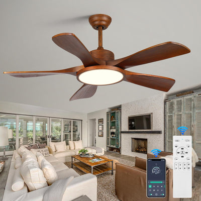LINJO Outdoor Wood Ceiling Fan With Lights and Remote Control 5 Solid Wooden Blades 42 Inch Modern Farmhouse Ceiling Fan Light for Patios Living Room FCC Reversible DC Motor