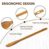 FJNATINH 3PCS Wooden Spoons, Long Handle Wooden Cooking Spoon Nonstick Kitchen Mixing Spoon Serving Spoon| 14-Inch, 12-Inch, 10-Inch | Kitchen Utensil Set Housewarming Gifts FJNATINH