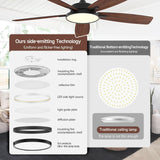 Roomratv 52 Inch Smart Ceiling Fan with Light,App Control,Ultra Silent Reversible DC Motor Fan Remote Control Compatible with Alexa Google Assistant(Black) Roomratv