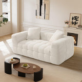 DAMAIFROM 66.5" Chenille Cloud Sofa Couch with 2 Soft Pillows, Comfy Upholstered Chenille 2 Seater LoveSeat Sofa, Modern Deep Seat Sherpa Cloud Couch, Oversized Love Seat for Living Room, Beige White DAMAIFROM