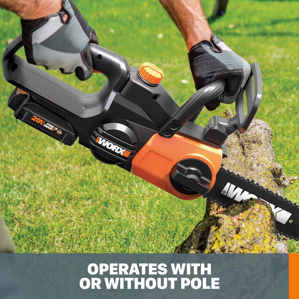 Worx WG323 20V Power Share 10" Cordless Pole/Chain Saw with Auto-Tension (Battery & Charger Included) WORX