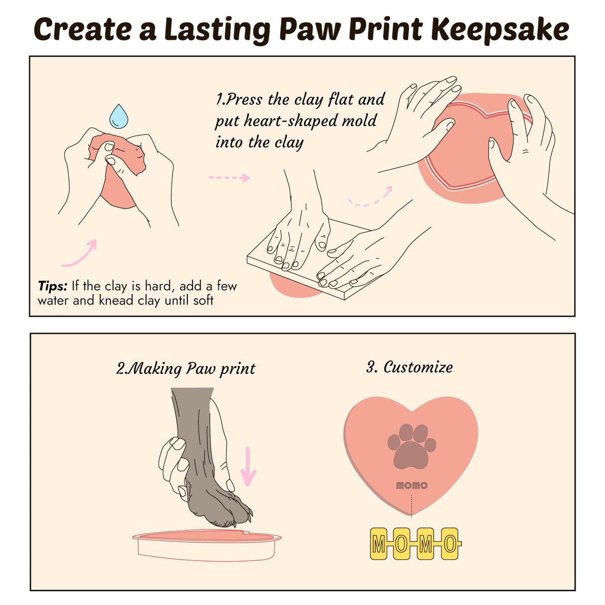 Grarry Pet Memorial Shadow Box with Paw Print Impression Kit Keepsake, 4”X6” Dog Cat Picture Frame, DIY Pawprint Clay Ornament Gift, Acrylic Loss of Dogs Sympathy Gifts with Hair Bottle for Pets Lover Grarry