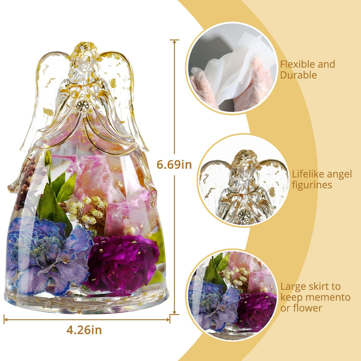 LET'S RESIN Angel Figurines Resin Epoxy Molds, Large Angel Silicone Molds for Preserved Flowers, Birthday Gifts for Women LET'S RESIN