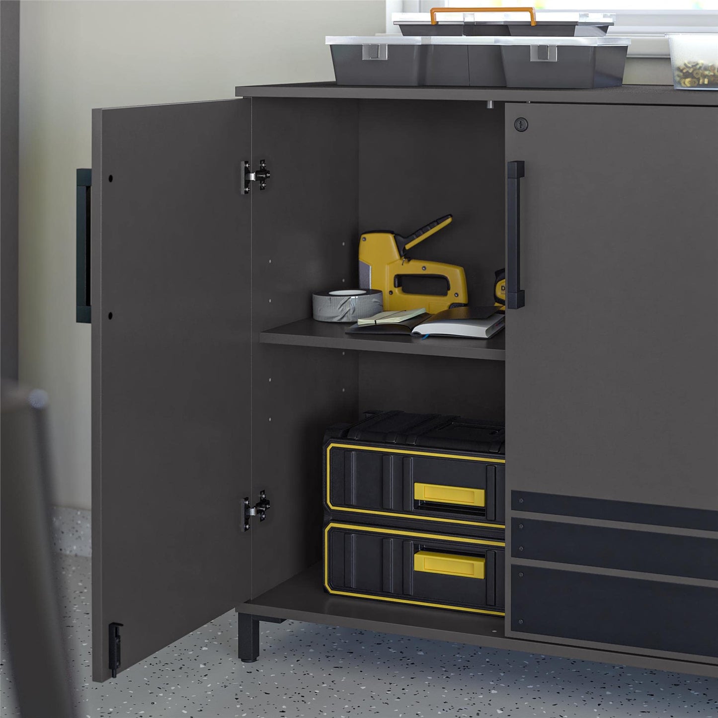 SystemBuild Evolution Shelby Garage Base Cabinet 2 Door, Graphite - WoodArtSupply