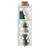 NHZ Corner Shelf Stand, Wood Corner Bookshelf, Corner Bookcase and Plant Stand (White, 4 Tier) NHZ