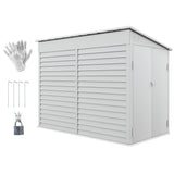 Outsunny 4.6' x 9' Steel Outdoor Storage Shed, Lean to Shed, Metal Tool House with Foundation Kit, Lockable Doors, Gloves and 2 Air Vents for Backyard, Patio, Lawn, White Outsunny