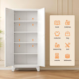 LCAOPC 71" Tall Metal Storage Cabinet with 2 Doors and 4 Adjustable Shelves, 5-Tier Kitchen Pantry Storage Cabinet for Kitchen, Living Room, Dining Room and Office, White LCAOPC