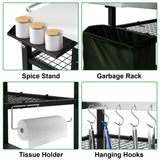 EDOSTORY Outdoor Grill Cart Table Pizza Oven Stand, Three-Shelf Stainless Steel Food Prep Table Patio BBQ Grill Table Bar Cart Kitchen Island with Wheels EDOSTORY