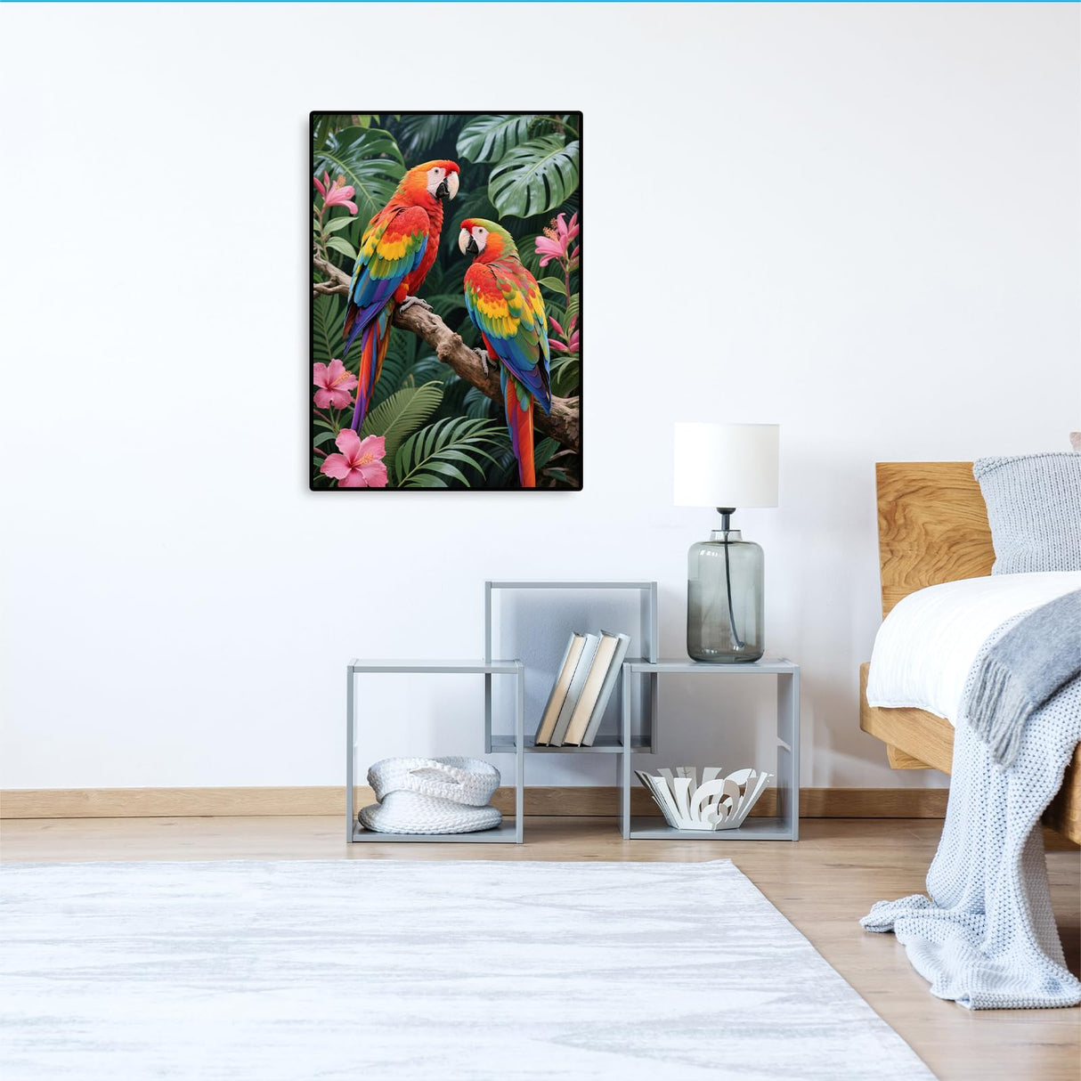 JISHSHAY Parrot Jungle Diamond Painting Round Drill Diamond Art Round Beads Gem Art Gem Painting Mosaic Kits for Adults Embroidery Kit Jigsaw Puzzles Paint by Numbers Wall Decor 30×40cm/ 11.81×15.75in JISHSHAY