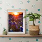 KAYEIUU DIY Bluebonnets on Field Diamond Painting Landscape Paint by Numbers for Adults Full Round Diamond Art Kits for Room Decor Living Room Decor 12x16 inch KAYEIUU