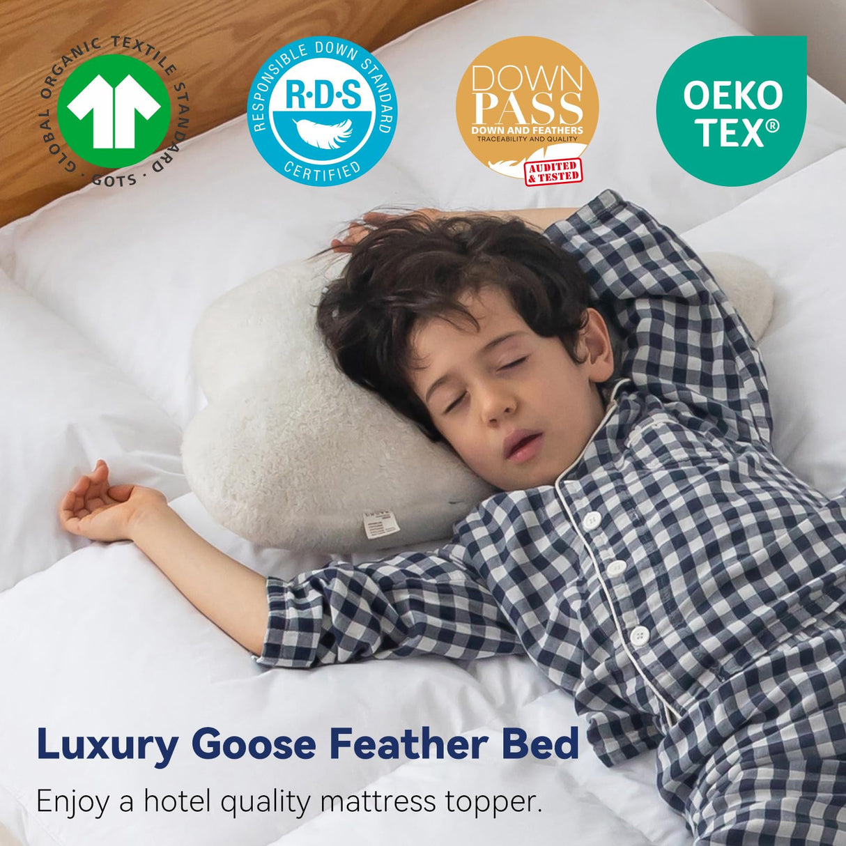 LeWinBedding 3 Inch White Goose Feather Mattress Topper,Twin Feather Bed Topper,Mattress Cover with Straps,Ultra Soft Pillowtop,100% Organic Cotton Fabric(39”x75”) LeWinBedding