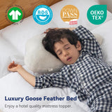 LeWinBedding 3 Inch White Goose Feather Mattress Topper,Twin Feather Bed Topper,Mattress Cover with Straps,Ultra Soft Pillowtop,100% Organic Cotton Fabric(39”x75”) LeWinBedding