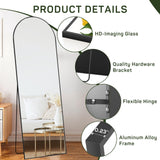 Arched Mirror Full Length, 16"x59" Body Wall Mirrors with Shatter-Proof Glass, Floor Standing, Hanging or Leaning, Tall Arch Mirror with Stand Aluminum Alloy Frame for Bedroom Cloakroom Zibbizo