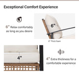 LAUSAINT HOME 6-Piece Patio Conversation Set, Luxury Oversize Patio Furniture Set with Soft Cushions and Storage Metal Coffee Table, Outdoor Furniture Sets for Backyard, Porch (with 2 Wicker Baskets) LAUSAINT HOME