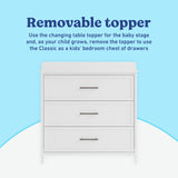Graco Classic 3 Drawer Changing Table Dresser (White) - GREENGUARD Gold Certified Baby Dresser with Changing Table Top, Includes Interlocking Drawer System Graco