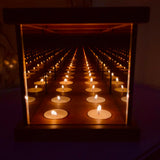 Infinity Mirror Tea Light Holder, Glass Hurricane Candle Holder, Wood Candle Night Lights, Infinity Cube Unique Tea Light Holder, Table Decor, Wedding Gift, Bedroom Night Light, Rustic Home Decor Ashel Art