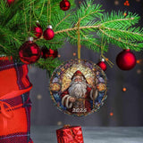 Santa Claus Ornaments 2025 in Stained Glass Style,2025 Christmas Ornaments, Round Fun Acrylic Decoration Gifts (Santa Claus) YCXXGS