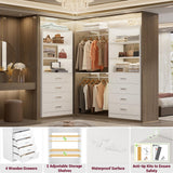 Aheaplus Closet Drawers Organizer System, 21.3" Wood Closet System with 4 Drawers, Modular Walk-in Closets Storage Unit, Tall Bookshelf Storage Cabinet, White22 Aheaplus