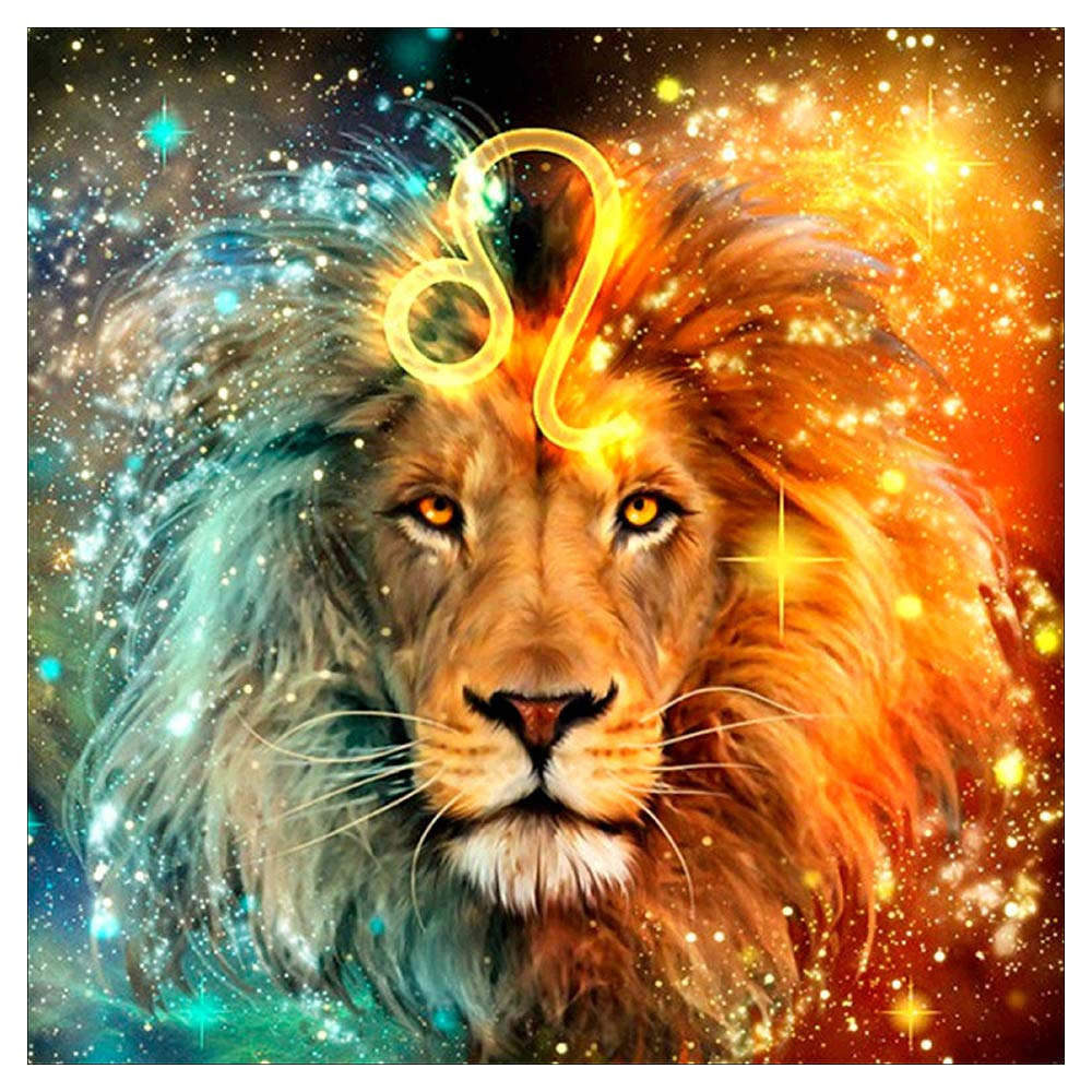 Better Selection 5D DIY Full Drill Constellation Diamond Art Aquarius Cross Stitch Zodiac Signs Embroidery Mosaic Kit Home Decor Wall Art Gifts Leo 11.8x11.8 30x30 cm Better Selection