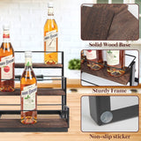 J JACKCUBE DESIGN Coffee Syrup Organizer Rack, Rustic Wood and Metal Wire, 3-Tier 12 Bottles Compartment Display Holder Coffee Station Bar Accessory for Syrup, Wine, Dressing(Black) - MK815A J JACKCUBE DESIGN