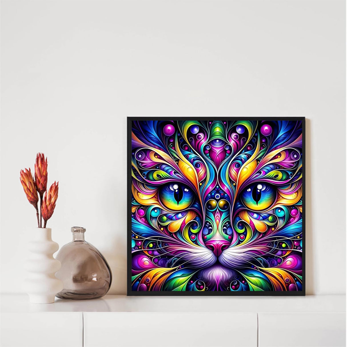 Cat Diamond Art Kits for Adults, 5D Cat Diamond Painting Kits, Animal Dimond Art Paintings Kit, Diamond Dot, Gem Painting Kit, Crafts for Adults, Crystal Art, Home Wall Decor Gifts (14x14inch) Rekxtmo