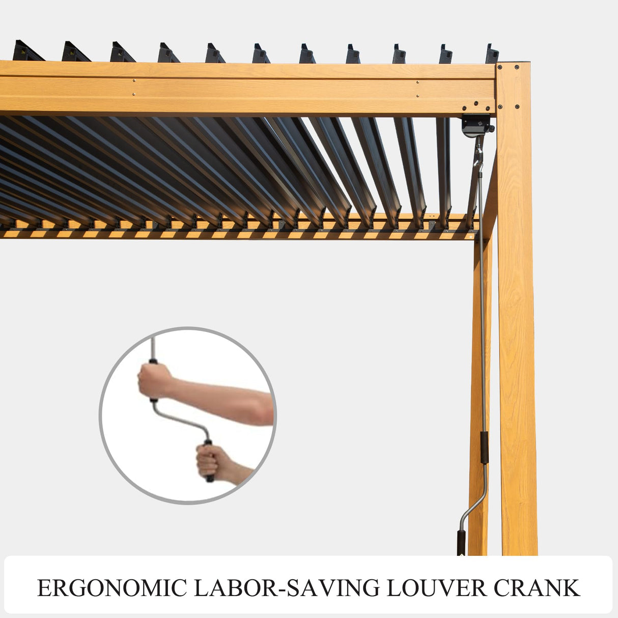 Domi Louvered Pergola 10x13FT, Outdoor Wood Grain Pergola Aluminum Frame with Adjustable Rainproof Metal Roof, Permanent Sun Shade with Drainage System for Deck Garden Yard domi outdoor living