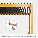 Domi Louvered Pergola 10x13FT, Outdoor Wood Grain Pergola Aluminum Frame with Adjustable Rainproof Metal Roof, Permanent Sun Shade with Drainage System for Deck Garden Yard domi outdoor living