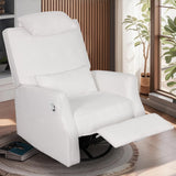 DIFYHOMEY Nursery Swivel Glider Recliner Chair Chenille Upholstered Accent Glider Rocker Recliner with Headrest and Lumbar Support Pillow for Nursery Living Room Bedroom (White) DIFYHOMEY