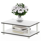 Furinno 11172 Just 2-Tier No Tools Coffee Table, White w/White Tube Furinno