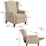VUYUYU Wingback Recliner Chair, Push Back Arm Chair with Heat and Massage, Tufted Single Sofa for Home, Living Room, Office, Bedroom (Beige) VUYUYU