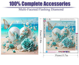 MXZCZX 5D Romantic Heart Diamond Painting Kits for Adults Beginners, Butterfly/Floral Pattern Diamond Art Kit, DIY Full Round Drill Beach Paint with Diamond Pictures Gem Art, Home Wall Decor 14x14In MXCFZX