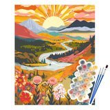 NPCSWXQ Paint by Numbers Kit for Adults Beginners, Sunrise Mountains and Rivers Landscape Painting Crafts Number Art Paint Kits for Home Wall Bedroom Study or Office Decor Gift 16x20Inch NPCSWXQ