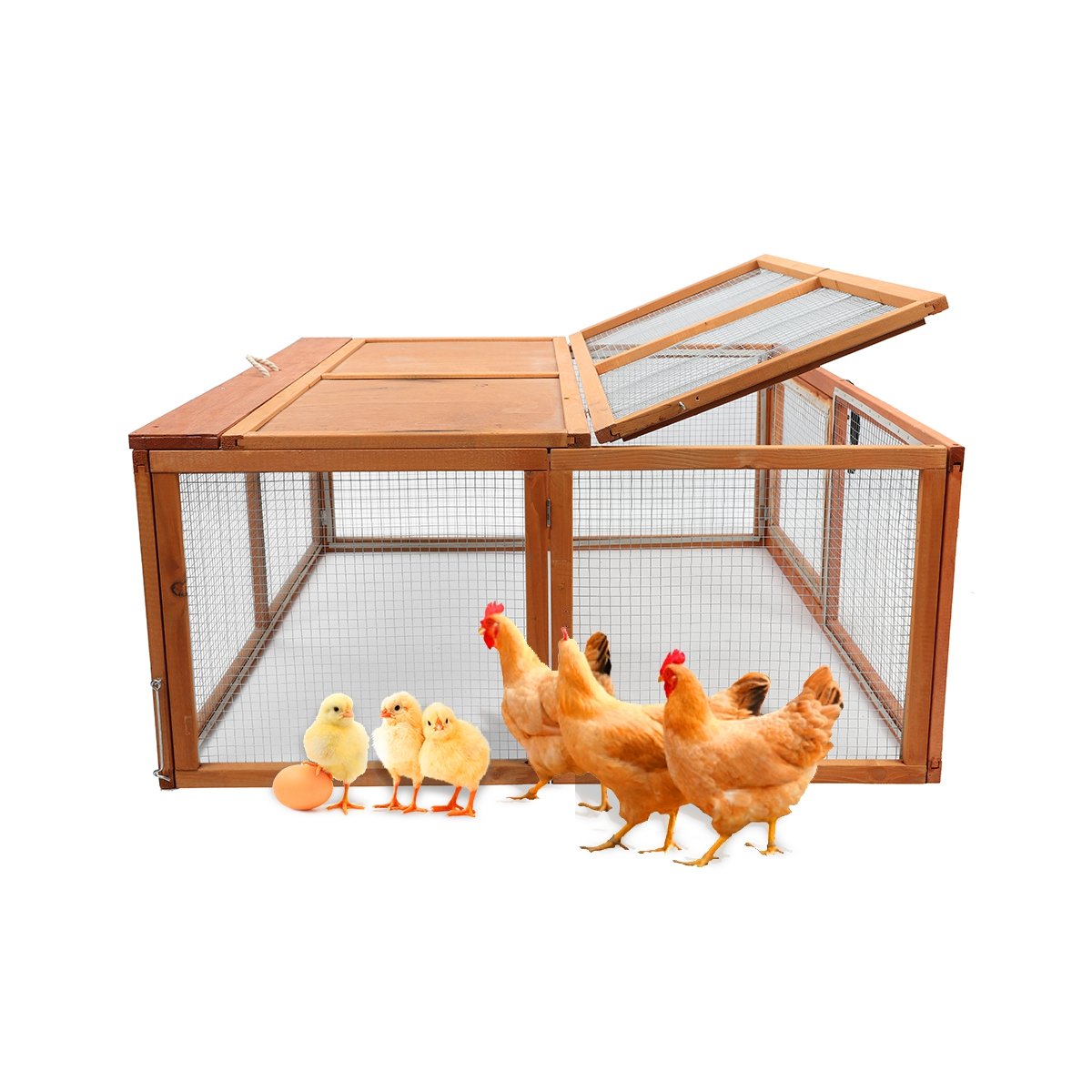 Magshion Foldable Chicken Coop No Assembly Required Wooden Bunny Rabbit Hutch Spacious Pet Hutch Playpen House Outdoor Small Animal Nesting Box 45.7 Inch (Natural) - WoodArtSupply