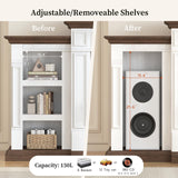 80" Fireplace TV Stand for TVs Up to 90 Inch, Electric Fireplace with Mantel, Farmhouse Entertainment Center with Storage, Realistic Stacked Stone Surround with Remote Control for Living Room HolliWill