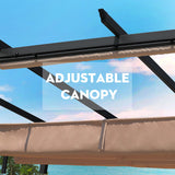 Aoodor 12 x 12 FT Outdoor Pergola with Retractable Canopy, Aluminum Frame, 2 Sides Patio Sun Shade Shelter for Backyard, Deck - Dark Brown Aoodor