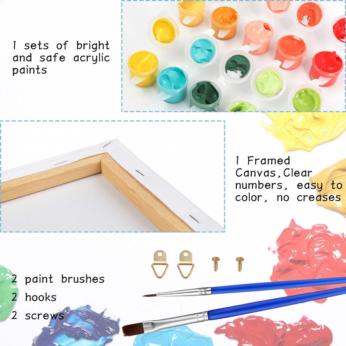 VAIIEYO 2 Pack Framed Paint by Numbers Kit for Adults Rose, Flower Canvas DIY Oil Painting Kit with Paintbrush and Acrylic Pigment, Arts Craft for Home Wall Decor(8x12 inch/20x30cm) VAIIEYO