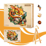 Wooden Puzzles for Adults - Sleeping Dragon Wooden Puzzle, Unique Shape Wooden Jigsaw Puzzles for Adults, Wood Puzzles Adult, Perfect for Birthday Gift, Family Puzzles, 100 Piece 8.5 x 8in Small Pijesaksa