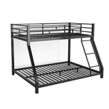 EMKK Twin Over Full Bunk Bed for Adults, Metal Bunk Beds Twin Over Full Size for Teens Dorm Bedroom Guest Room,Heavy Duty Bunk Beds with Ladder and Safety Full Length Guardrail (Black G) EMKK