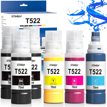 Osinkjet 522 Ink Refill Bottles for Eco Tank ET-2800 ET-2720 ET-2803 ET-2400 ET-4800 ET-4700, 522 Ink Bottle for Eco Tank ET-2840 ET-4810 Printer, T522 Ink Refill Bottles Combo Pack(3BK C M Y)