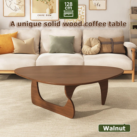 Wooden Mid-Century Modern Coffee Table,Coffee Tables for Living Room,Farmhouse Coffee Table,Simple Center Table,Rounded Corners,Easy Assembly,for Living Room Home Office(Walnut,90x58x40cm) POWRZZZY