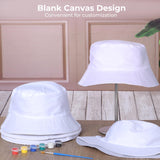 6 Pcs White Bucket Hats Bulk, Sublimation Hats Blank Beach Fishing Cap for Women Men, Two Sided White, 22 Inches Circumference Lnrueg