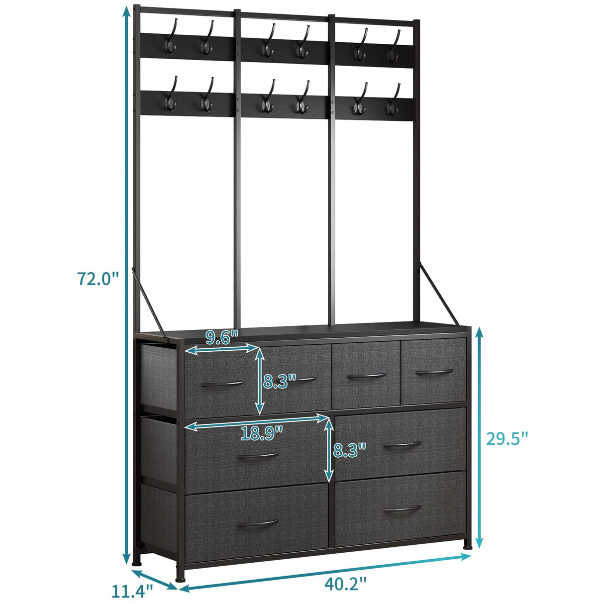 LUMTOK 8 Drawer Dresser, Chest of Drawers for Bedroom Living Room, Entryway, Fabric Storage Chest for Closets (Grey) LUMTOK