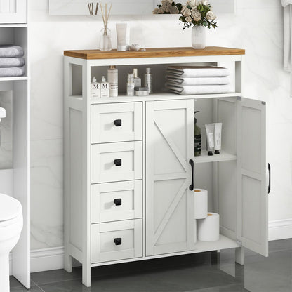 Halitaa Farmhouse Storage Cabinet with 2 Doors and 4 Drawers – Stylish Freestanding Unit for Bathroom, Kitchen, and Living Room - WoodArtSupply