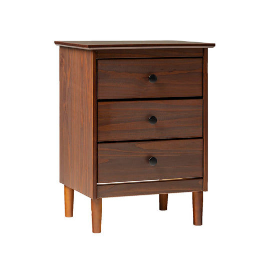 Walker Edison Traditional Wood 3 Drawer Nightstand Side Table Bedroom Storage Drawer and Shelf Bedside End Table, 18 Inch, Walnut - WoodArtSupply