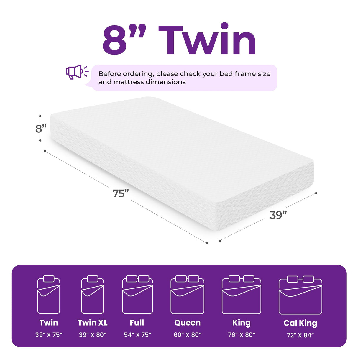 GAESTE 8 Inch Twin Cooling Gel Memory Foam Mattress for Cool Sleep Medium Firm CertiPUR-US Certified Mattress in a Box Pressure Relief Removable Cover No Fiberglass (Twin, 8 in) GAESTE