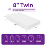 GAESTE 8 Inch Twin Cooling Gel Memory Foam Mattress for Cool Sleep Medium Firm CertiPUR-US Certified Mattress in a Box Pressure Relief Removable Cover No Fiberglass (Twin, 8 in) GAESTE