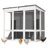 AECOJOY 67'' Extra Large Chicken Coop with Run, Wood Chicken House with 4 Nesting Boxes & Roost Bar for 8-10 Chickens, Outdoor Hen Fence Poultry Pet Cage for Backyard AECOJOY