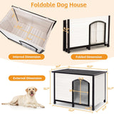 Petsfit 45.3" Large Dog House, Folding Dog House Outdoor, Unfold to Use, No Tools Required Assembly, Weatherproof Outside Dog House with Door Flap (Large, White) Petsfit